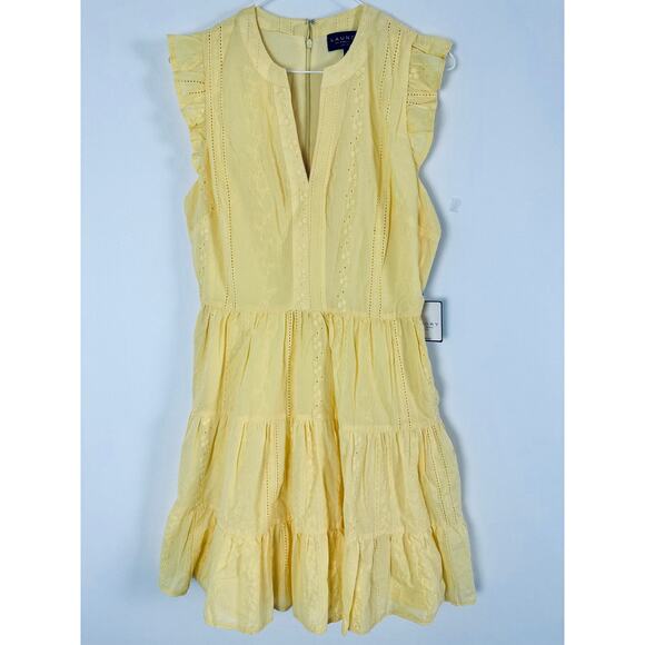 Laundry By Shelli Segal Dresses & Skirts - Laundry by Shelli Segal Butter Yellow Cotton Embroidered Eyelet Mini Dress 6